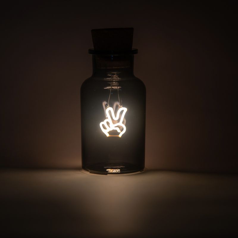 Peace Neon Light in a Glass Bottle