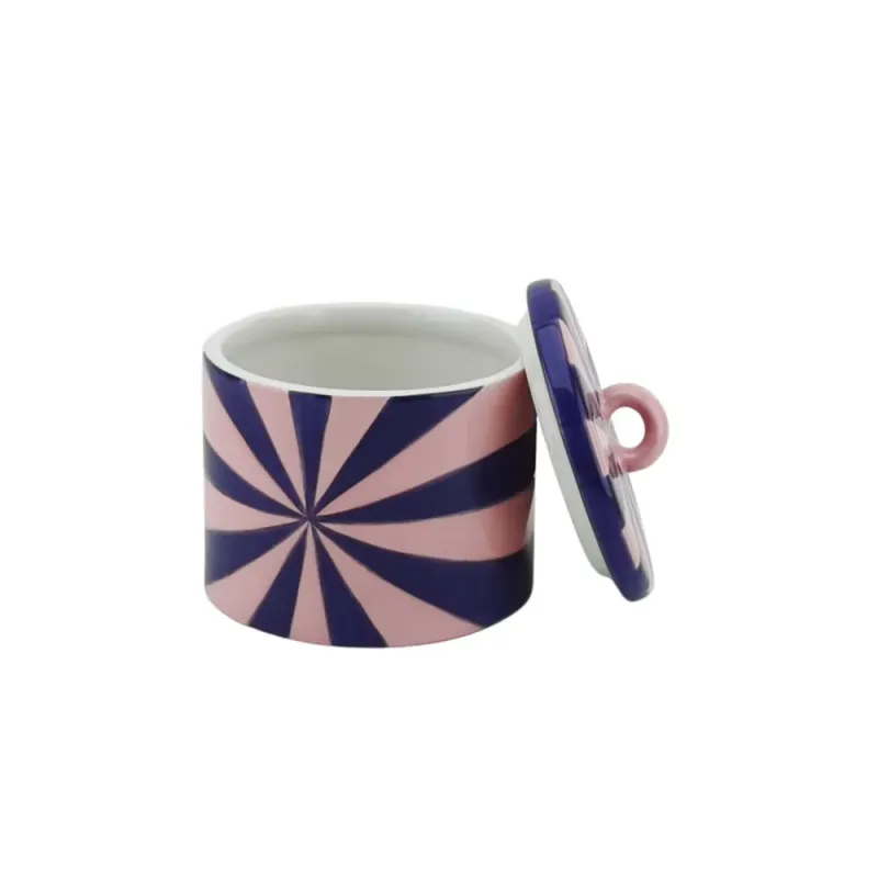 Deco Jar - Swirl - Dolomite - Blue/Pink - 11x11x11,5cm