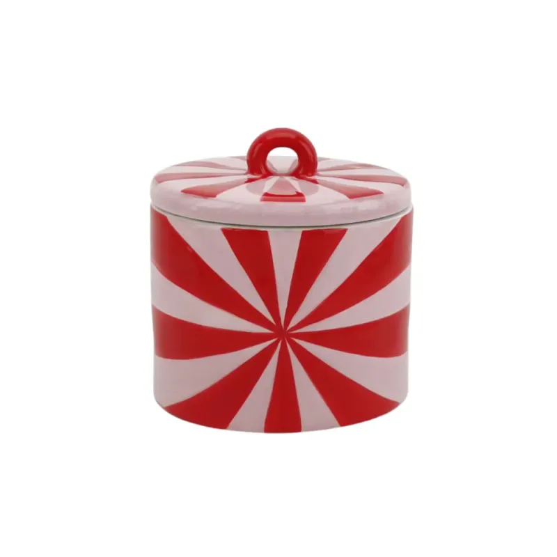 Deco Jar - Swirl - Dolomite - Red/Pink - 11x11x11,5cm