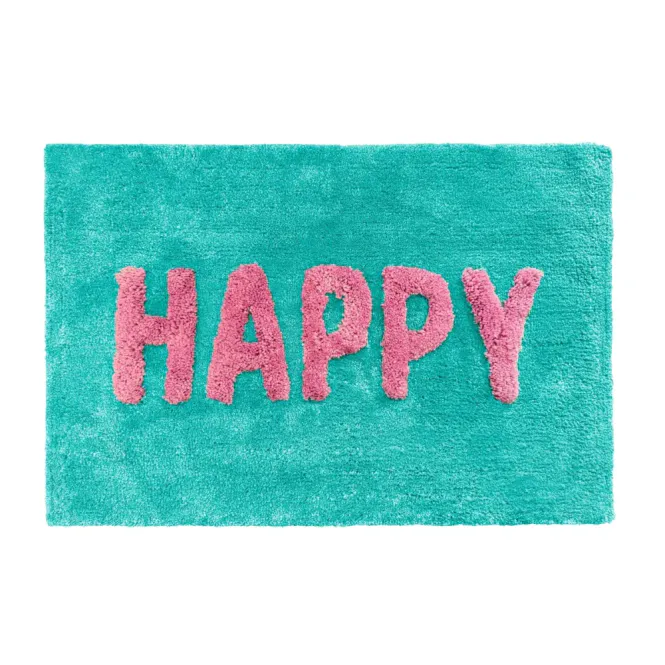 Hovedbilde Happy Slogan Badematte blå