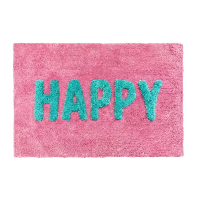 Hovedbilde Happy Slogan Badematte Rosa