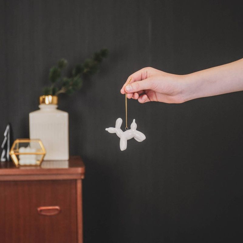Balloon Dog Holiday Ornament 6,5x3,6,5cm White