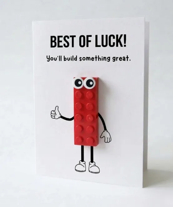 Hovedbilde Hilsningskort med byggekloss – Best of Luck