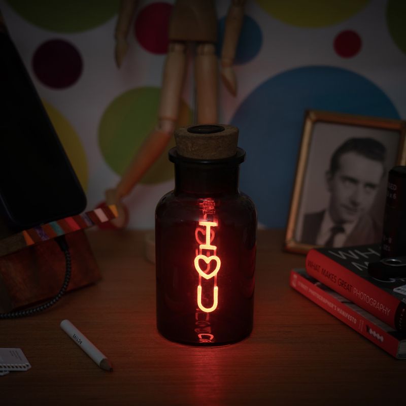 I Love You Neon Light in a Glass Bottle