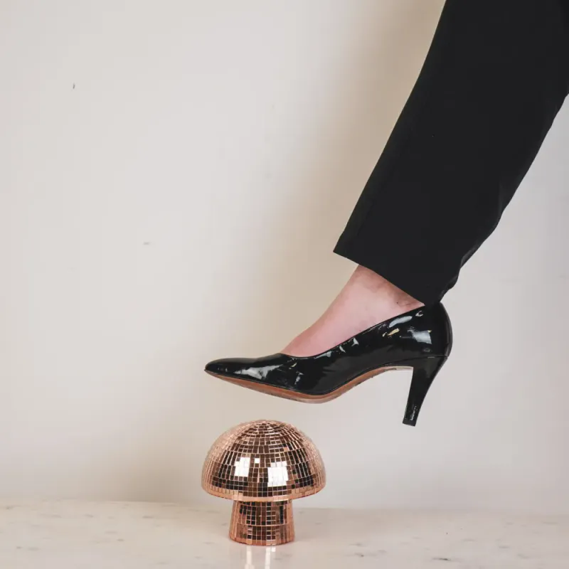 Disco -Mushroom - Glass - Rose Gold- 14x14x14cm